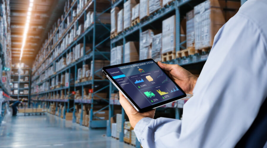 Industrial technology concept showing connected supply chain, manufacturing systems, AI, IoT, and operational data working together to improve visibility, resilience, and decision-making.